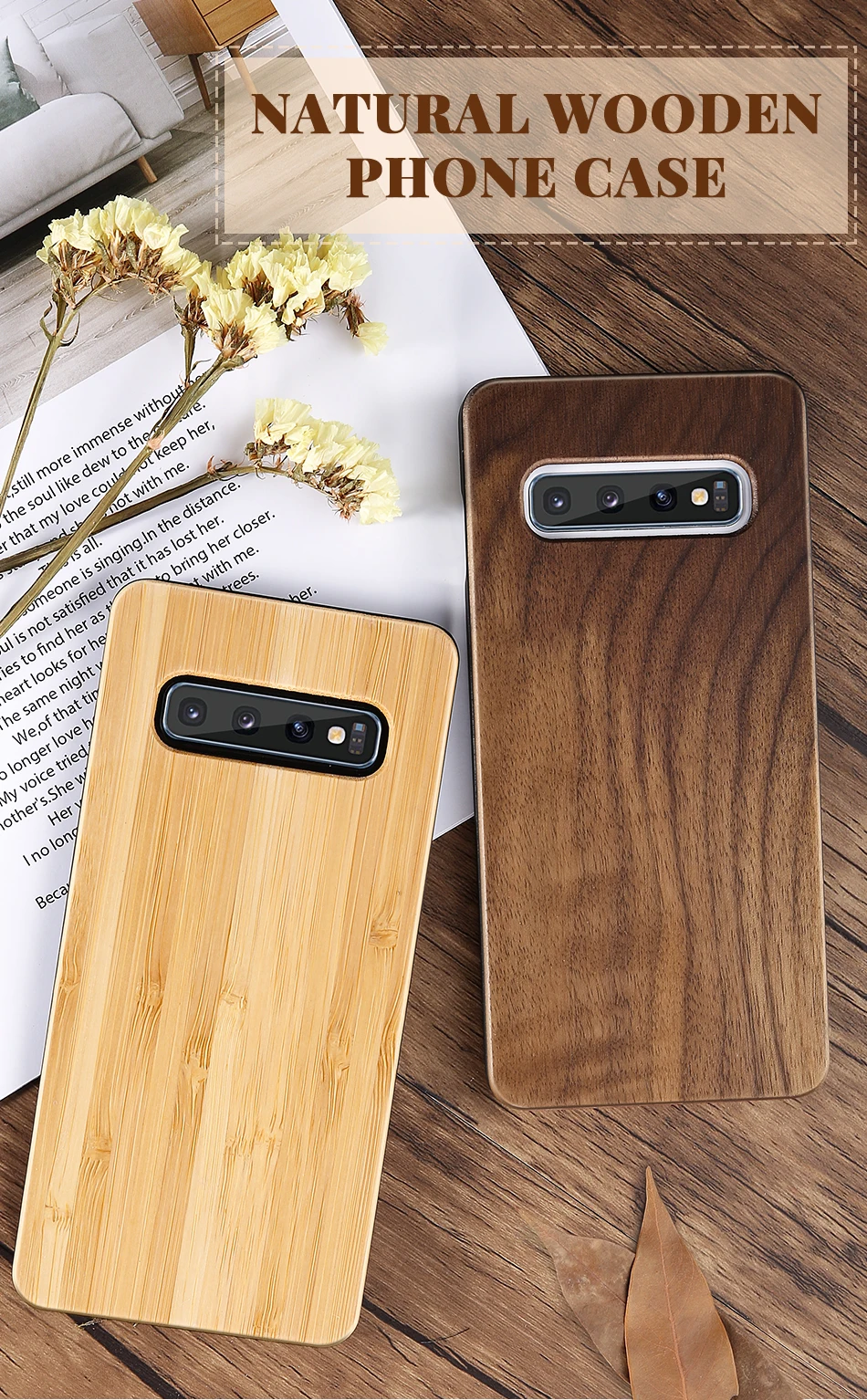 Деревянный чехол для samsung Galaxy S10 S9 S8 Plus, эко бамбуковый Деревянный чехол для телефона для samsung Galaxy Note 10 Plus 9 8, Жесткий Чехол из поликарбоната