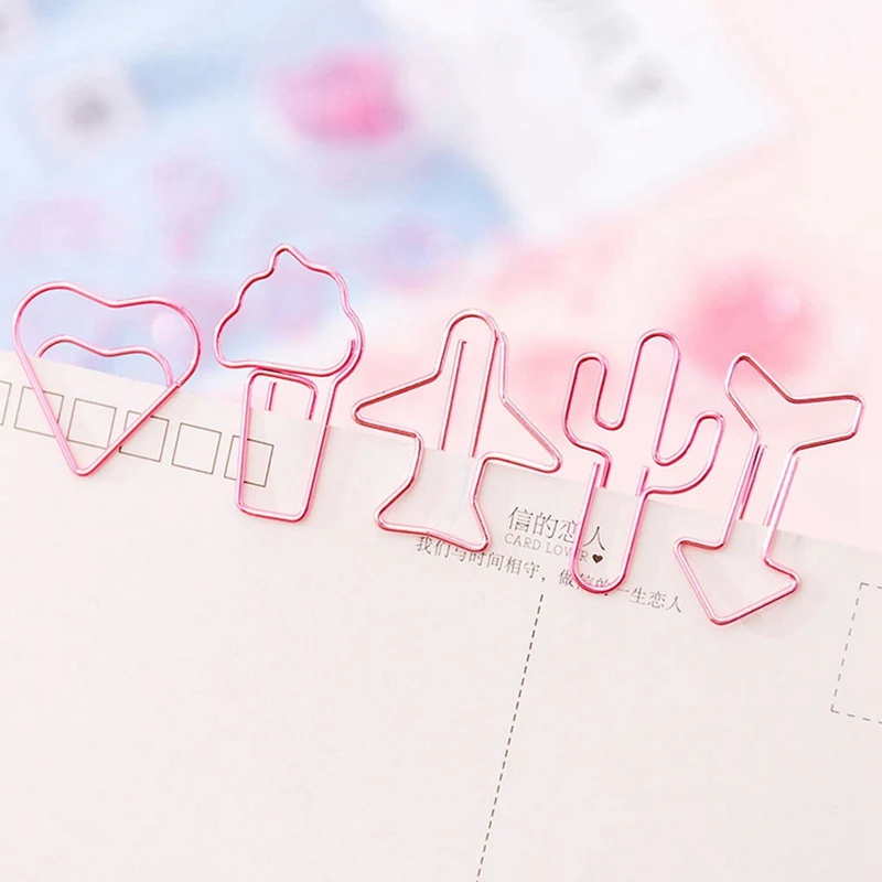 8 шт./кор. мультяшная форма мини-скрепки для бумаги Kawaii Канцелярские прозрачные скрепляющие зажимы фотографии билетов заметки письмо скрепки канцелярские принадлежности