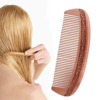 

Wood No-static Massage Hair Mahogany Comb Natural Wide Tooth Peach NEW Hair Head Care Levert