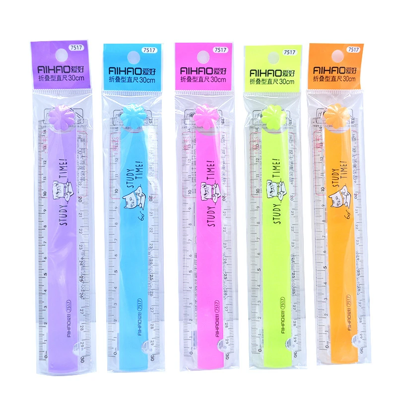 30 CM Kawaii Cute Kawaii Study Time  Folding Ruler Multifunction DIY Drawing Rulers For Kids Students Office School Stationery