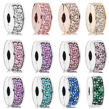 PDB 01 925 пробы серебряные ювелирные изделия с яркими блестками Элегантные 925 серебряные бусины с зажимом для браслета PAN