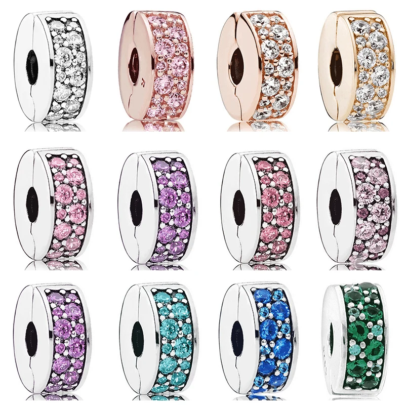 

PDB 01 100% 925 Sterling Silver Jewellery Bright Sequins Elegant 925 Silver Clip Beads for PAN Bracelet