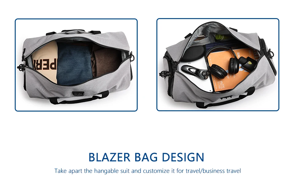 OZUKO, многофункциональная Мужская Дорожная сумка большой емкости, водонепроницаемая сумка для путешествий, сумка для хранения, ручная сумка для багажа с сумкой для обуви