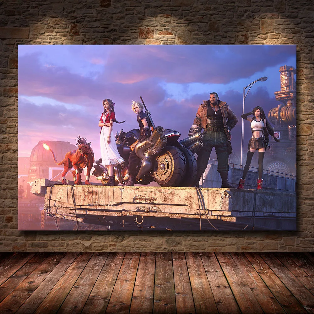 Последняя Фантазия 7 игра постер Tifa облако и Аэрис холст картина украшение для