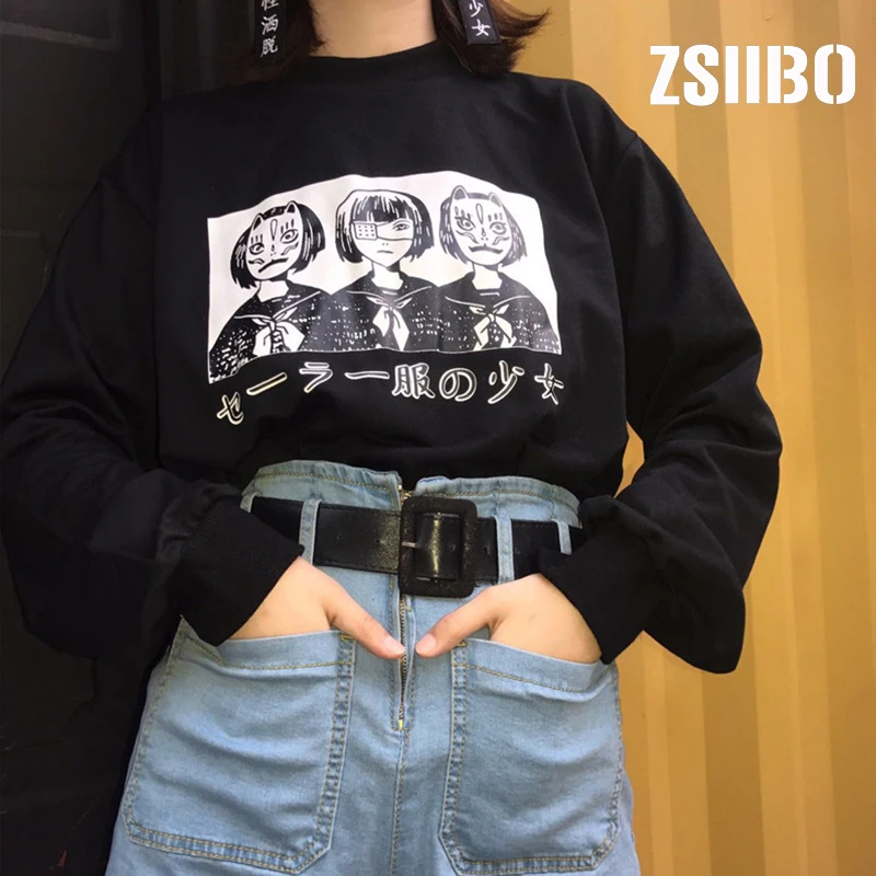 Комикс японский стиль hoodie Свитшот женские дропшиппинг Толстовка Женский сам tpos