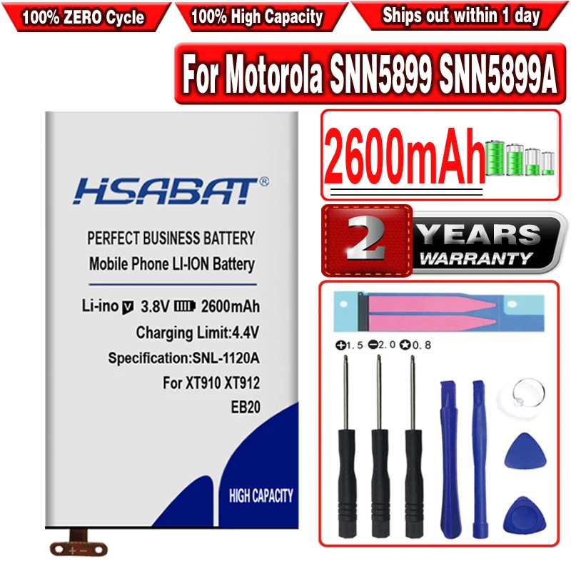 HSABAT EB20 2600mAh Battery for Motorola Droid RAZR SNN5899A SNN5899 SNN5899B XT885 XT910 XT912 T5 Atrix HD MB886 Batteries | Мобильные