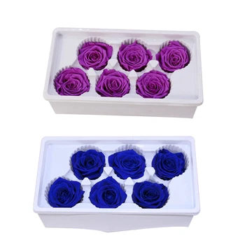 

2Set Eternal Roses Heads,Real Natural Fresh Preserved Rose,Forever Rose,Immortal Flower Material Purple & Blue
