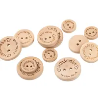 50Pcs 2Hole Natural Wooden Buttons handmade with love wood Button For Scrapbooking Craft DIY Baby Clothing Sewing Accessories 1
