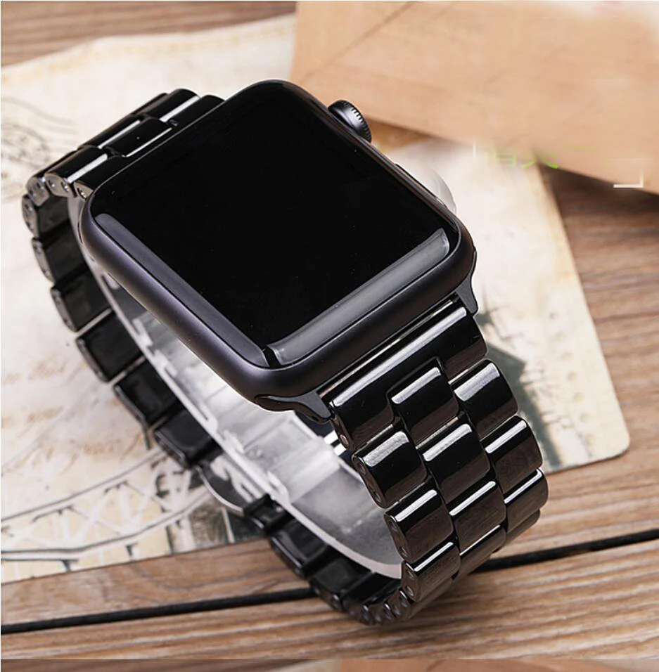 Ремешок керамический для Apple Watch Band SE заводской звеньевой браслет iwatch Series 7 6 5 4 45 мм