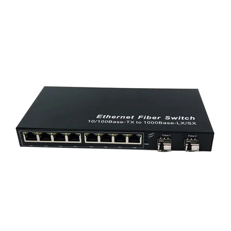 2 SFP оптоволоконный порт 8 RJ45 poe Gigabit ethernet переключатель поэ 10 порт медиаконвертер plug play 8 UTP 10/100/1000M