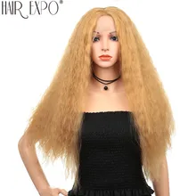 28 дюймов афро кудрявый прямой синтетический парик фронта шнурка длинный пушистый Glueless косплей парик для черных женщин 150% плотность волос Expo City