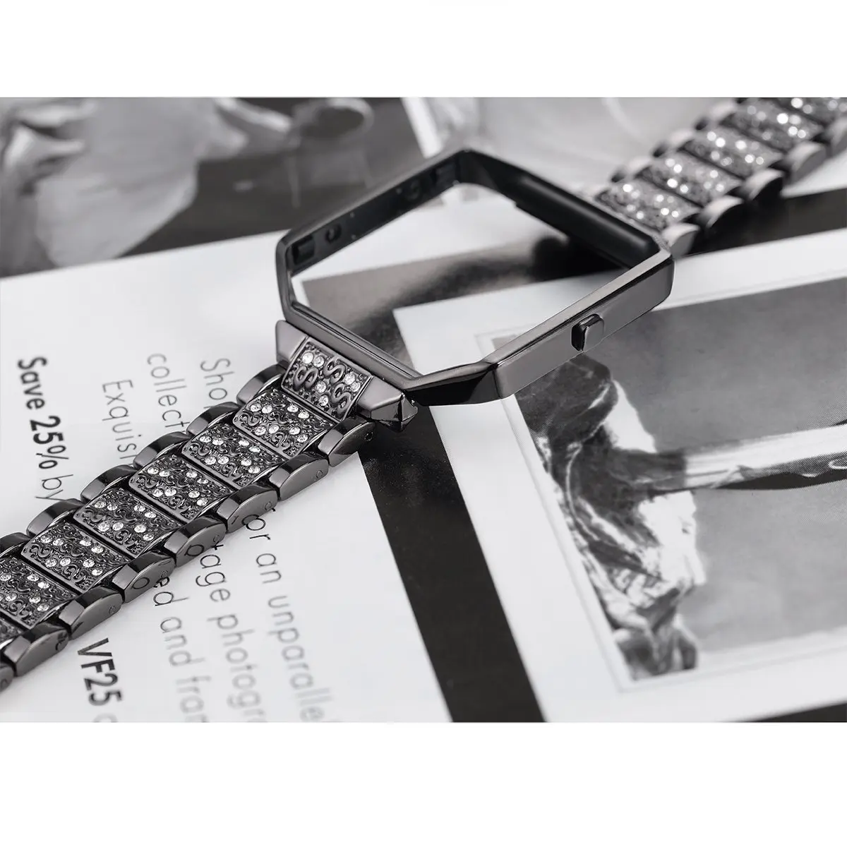 OULUCCI ремешки из нержавеющей стали с рамкой совместимы с Fitbit Blaze Rhinestone Bling запасные аксессуары, ремни для женщин