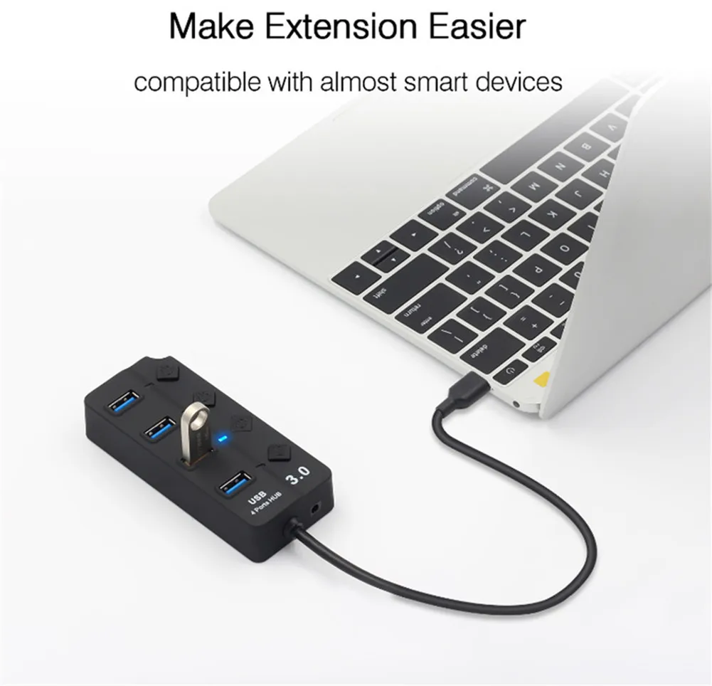 USB 3,0 высокоскоростной 4/7 USB порт 3,0 концентратор сплиттер с адаптером питания для ПК ноутбука OUJ99