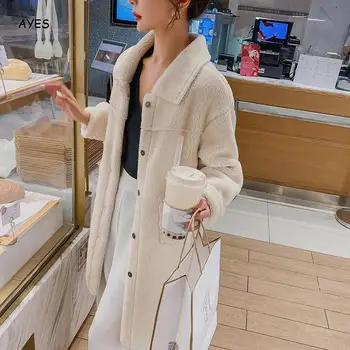 

2020 Korean Style Long Coat Women Teddy Coat Long Style Red Fashion Fur Jacket Winter White Fur Overcoat Ladies Teddy Jacket