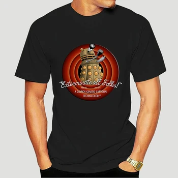 

Dr. Who Tee Exterminate All Folks T-Shirt Men Superhero T Shirt Black Clothing Top Cotton Tshirts Cartoon Graphic-2164D