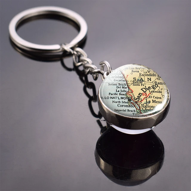 Map Key Ring Famous City San Diego Sphere Crystal Ball Glass Double Side  Pendant Jewelry Gifts For Men Jeep Keychain - AliExpress