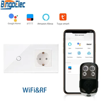 

Bingoelec EU Standard WIFI Remote Switch 1 Gang 1 Way Wireless Smart Home Automation Wall Switch Germany Socket Control By Tuya