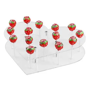 

29 Holes Clear Acrylic Heart Shaped Lollipop Display Stand Cake Dessert Storage Q39B