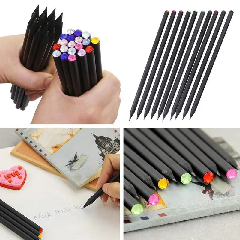 1pcs Hb Black Wood With Drill Pencil Stationery Drawing Supplies Cute Pencils For School Basswood Children Art Supplies