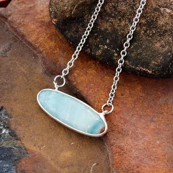 Pendant Necklaces Amazonite Charm Necklace Women New Fashion Natural Stone Necklaces Jewelry