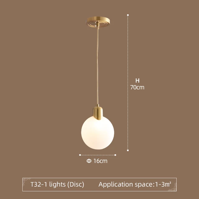 Nordic LED Pendant Lights For Living Room Gold Bedroom Bedside Glass Lamp Kitchen Lighting Home Ceiling Decor Fixture T32-1 Light