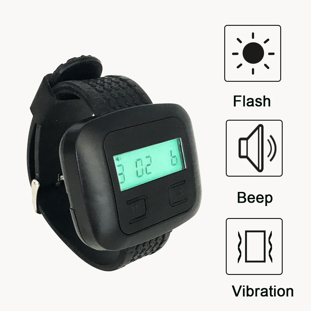 CTW02 1Pcs Wrist Watch Pager 5 Pcs CTT19 Call Button Transmitters Wireless Calling System Service for Restaurant Hotel Cafe Bar