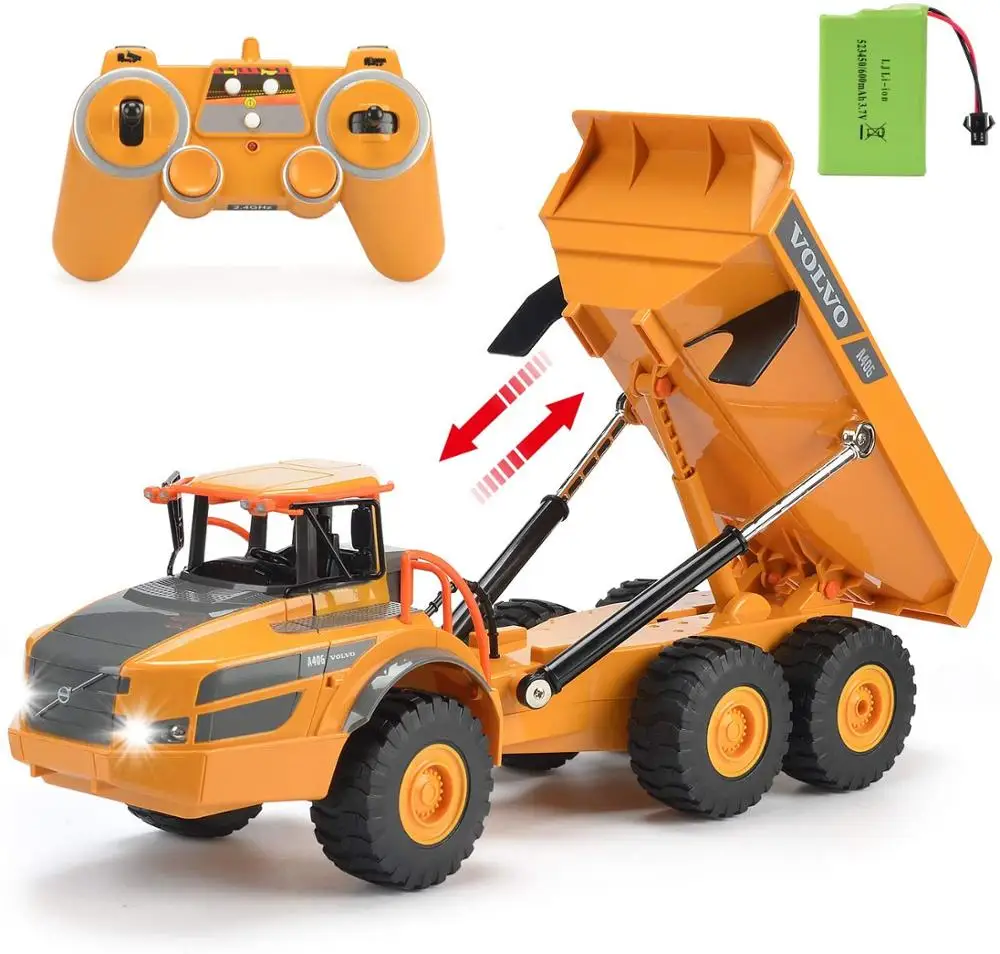 Review RC Truck Dump Truck RC Articulated Hauler with 120 Min Rechargeable Battery RC Toy Construction Truck for Adults Kids