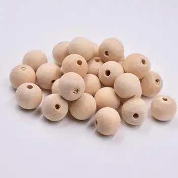 

50pcs Natural Wood DIY Beads Spacer Eco-friendly Unfinished Wooden Beads For DIY Bracelets Gifts Lead-free Balls Perle En Bois
