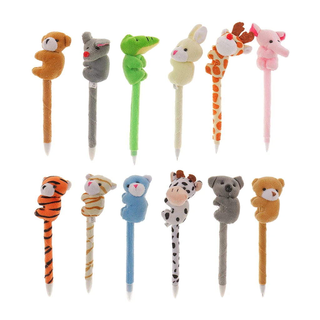 12Pcs P Animal Ballpoint Pens Fluffy Pie Pens Toy Party Supply