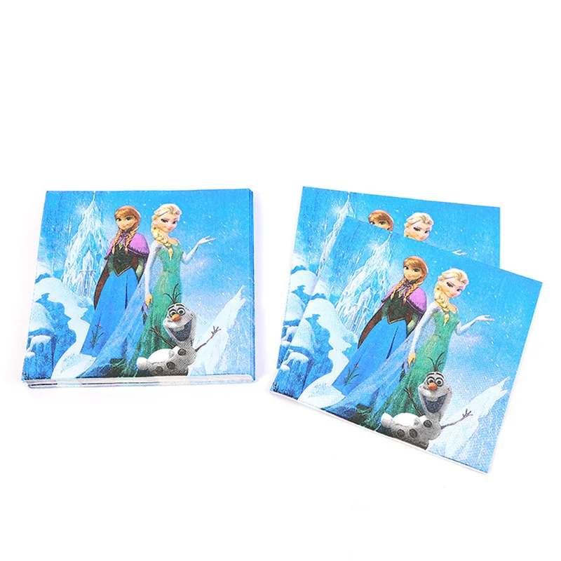 napkins-20pcs Холодное сердце Дисней Дети Девочки подарок на день рождения пакет события вечерние украшения чашки тарелки детский душ Одноразовые столовые принадлежности - Цвет: napkins-20pcs