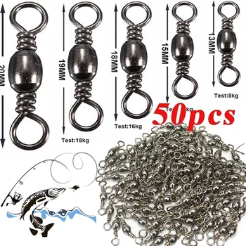 CRAZY DEAL ❤️ 50PCS Swivel Fish Tackle Hook Snap Sea Fishing Snapshot Fishing Hook Connector Snap Rotation Fishing Gear Solid Ring - discount item 17% OFF Sports & Entertainment
