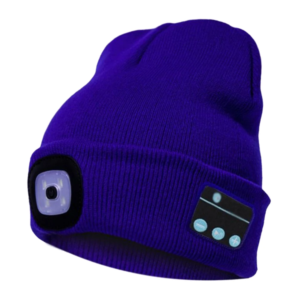 Унисекс Bluetooth Beanie вязанная теплая шапка музыкальная кепка со стереогарнитурой светодиодный светильник для наружного велоспорта кемпинга альпинизма