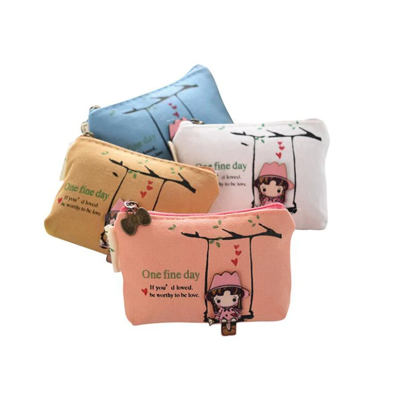 Cute Cartoon Animal Coin Purse Women Mini Canvas Card Holder Small Wallet Pouch Daily Storage Bag Kawaii Girls PVC Purse Clutch