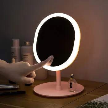 

LED Makeup Mirror Smart Touch Control Lighted Makeup Vanity Stand Up Desk Ring Light Mirror Led Vanity Mirror USB Use