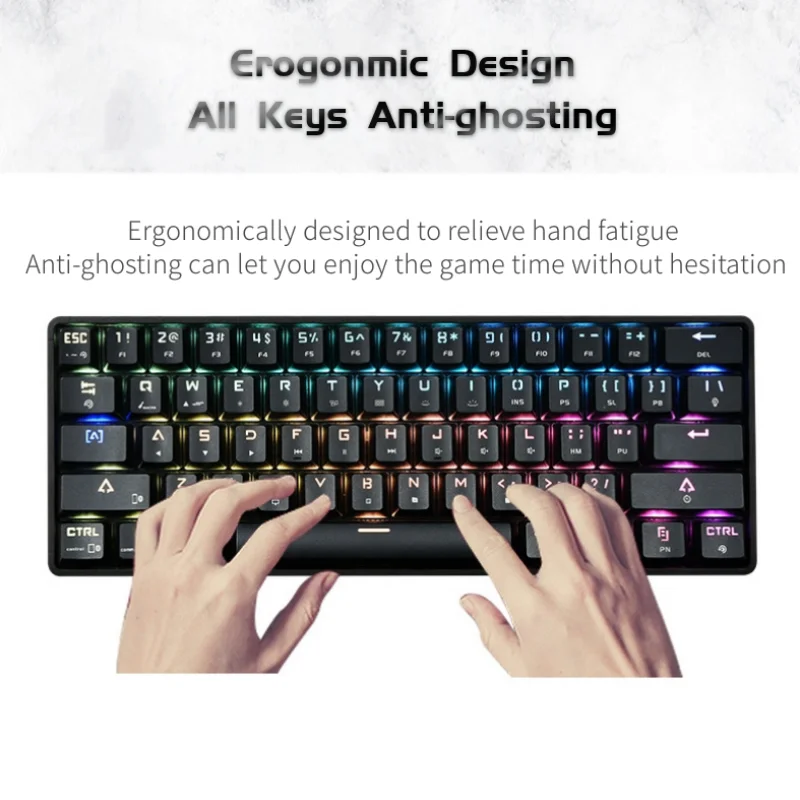 E61 Bluetooth Wireless Mechanical Gaming Keyboard RGB Backlit OUTEMU Switch With Anti-Ghosting Double Color Injection Keycaps