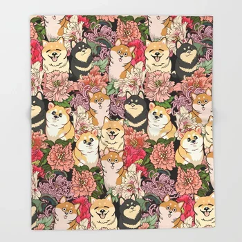 

Dog Shiba Inu Cartoon Throw Blanket Cute Kids Design Because Shiba Inu Blankets for Beds Christmas Decorations for Home