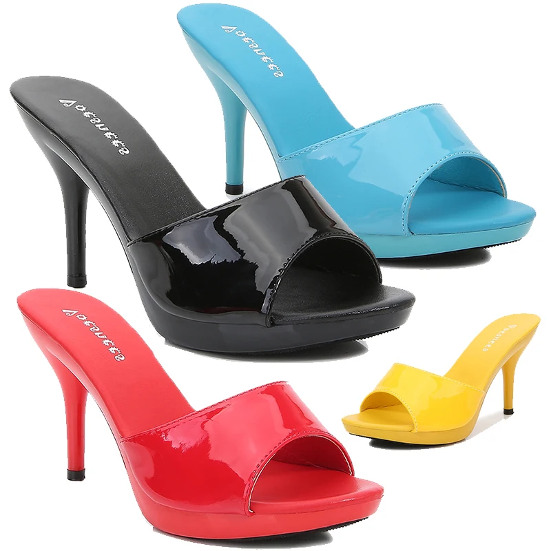 Сандалии женские на высоком каблуке 9 см открытый носок туфли лодочки высокий