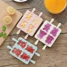 Творческий ручной работы DIY Мороженое Плесень инструменты кухонные принадлежности бытовой мультфильм медведь пластик 4 отверстия лоток для льда ванны эскимо производитель