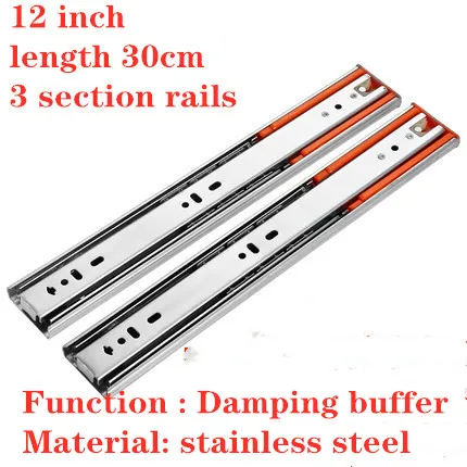 Buffer 12inch 30cm Выдвижной ящик из нержавеющей стали 1"-20" рельсовый ползунок три секции мебельная фурнитура - Color: Buffer 12inch 30cm