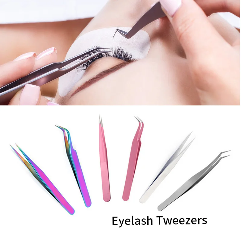 

NEWCOME 2 PCS Tweezers for Eyelash Extension Eye Lashes Tweezers use for Individual Lashes Extension Makeup Beauty Tools
