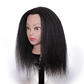 

Mannequin Head With Real Hair And Adjustable Stand For Braiding Hair Training Hairart Barber Hairdressing Fashi