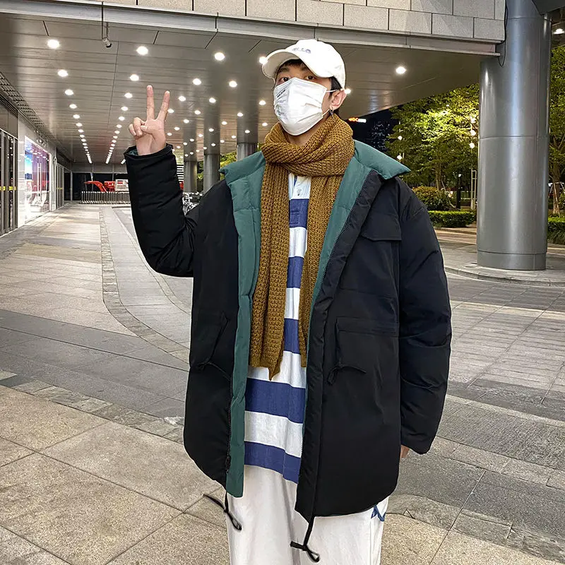 

Winter Jacket Men's Parka Warm Fashion Casual Double-sided Short Coat Men Streetwear Loose Korean Thick Jacket Mens Clothes