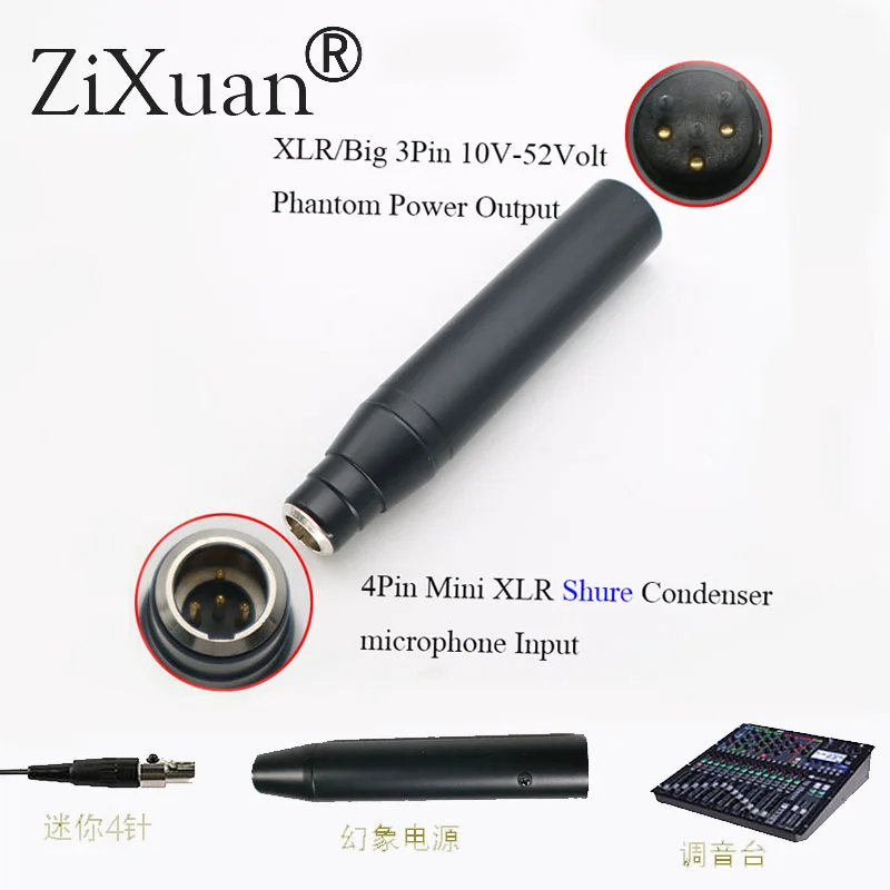 Xlr-Ta4F 4 Pin Mini Xlr Microfono A Condensatore A Xlr/Xlr Maschio 48 V Phantom Adattatore Di Alimentazione Adattatore Per Microfono