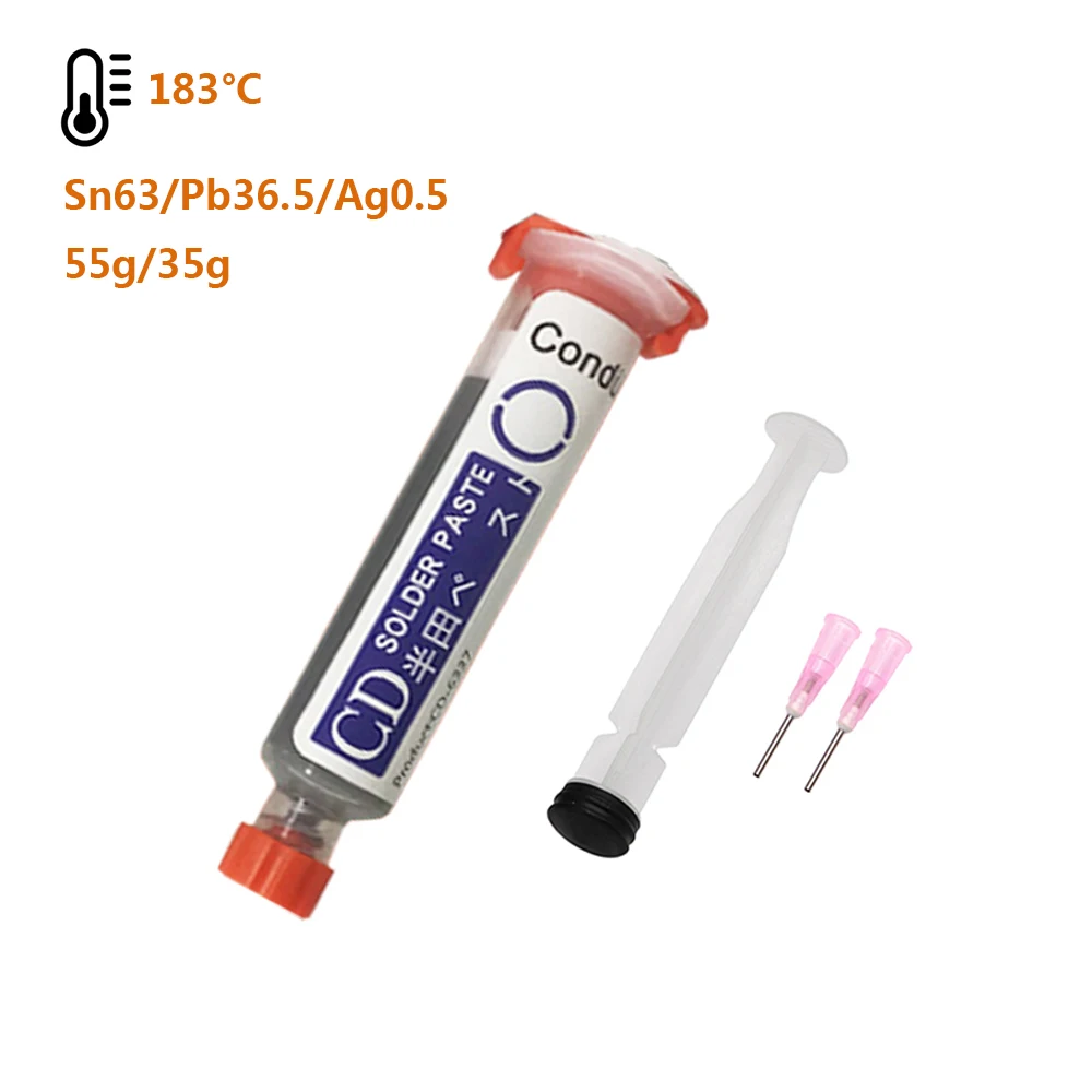Bga Tin Solder Paste Leaded Syringe Liquid Flux Melting Point 183℃ Pcb