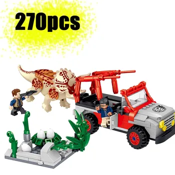

New Arrival Jurassic Park Dinosaur World Jeep Poaching Compatible Lepining Dinosaur Egg Triceratops Figure Building Blocks Toy