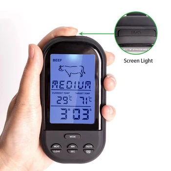 

Wireless Digital BBQ Thermometer Kitchen Oven Food Cooking Grill Meat Thermometer with Probe and Timer Temperature Alarm