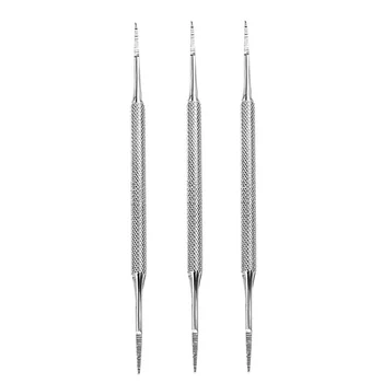 

3pcs Double Ended Pedicure Blacks File Satin Edge Ingrown Toe Nail Lifter Onychomycosis Paronychia Nail Cleaning Instrument(Silv
