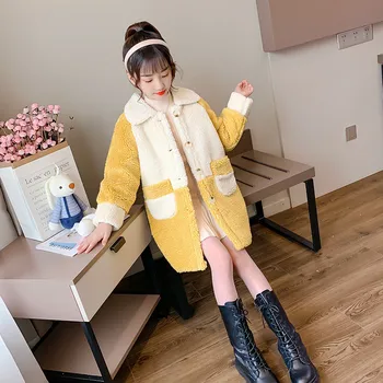 

Kids Wool Coat Girls Winter Warm Clothes Toddler Thicken Fleece Coats Teens Designer Outfit Children School Clothing NEW 3 5 12