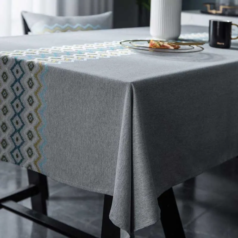  Embroidery Flower Table Cloth Cotton/Linen Tablecloth Solid Color Rectangule Dining/Coffee Table Co