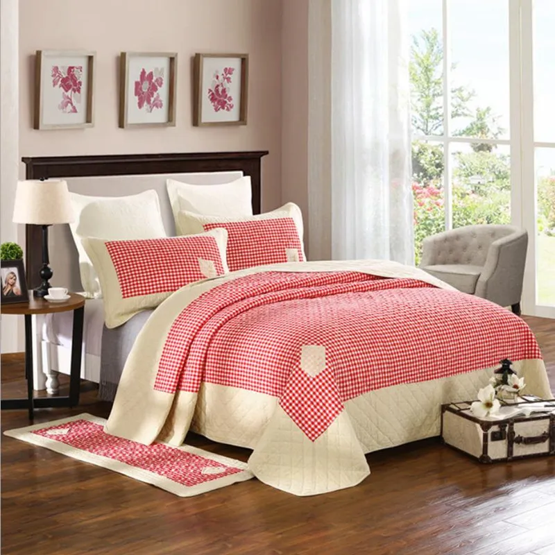 3 шт. покрывало для кровати, высококачественное окрашенное в пряже покрывало из ткани, Красный Клетчатый Комплект постельного белья, одеяло цвета хаки, одеяло, одеяло, удобное покрывало для кровати - Цвет: colour 1